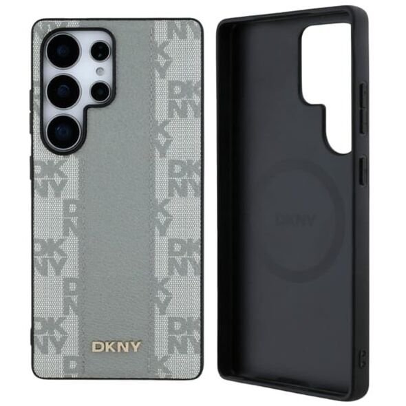 Θήκη DKNY Δερμάτινο Καρό Σχέδιο MagSafe για Samsung Galaxy S25 Ultra taupe