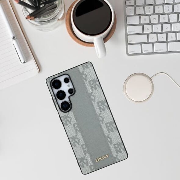 Θήκη DKNY Δερμάτινο Καρό Σχέδιο MagSafe για Samsung Galaxy S25 Ultra taupe