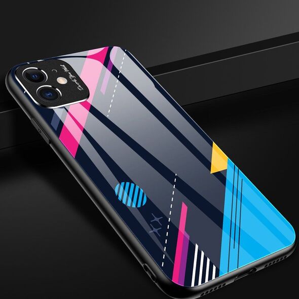 Hurtel Color Glass Case etui pokrowiec nakładka ze szkła hartowanego z osłoną na aparat Huawei P30 Lite pattern 1 uniwersalny