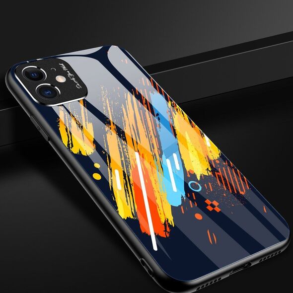 Hurtel Color Glass Case etui pokrowiec nakładka ze szkła hartowanego z osłoną na aparat Huawei P30 Lite pattern 1 uniwersalny