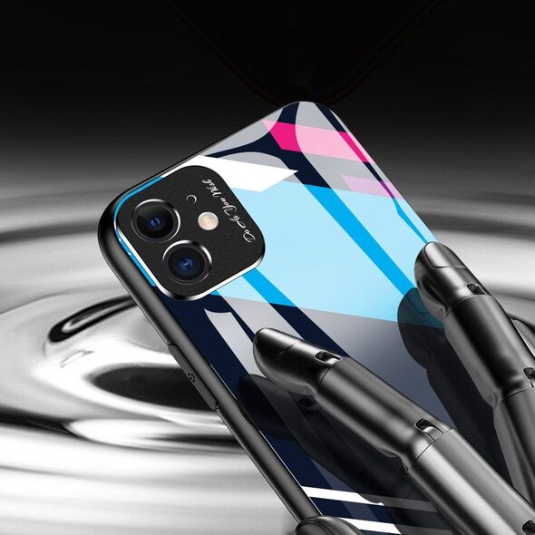 Hurtel Color Glass Case etui pokrowiec nakładka ze szkła hartowanego z osłoną na aparat Huawei P30 Lite pattern 1 uniwersalny