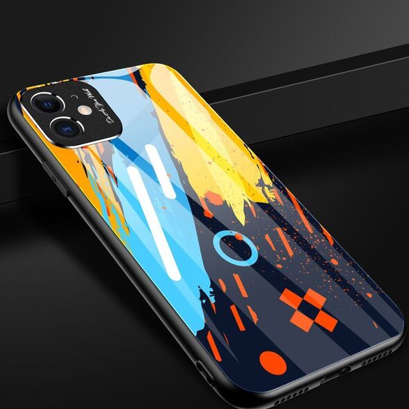 Hurtel Color Glass Case etui pokrowiec nakładka ze szkła hartowanego z osłoną na aparat Huawei P30 Lite pattern 1 uniwersalny