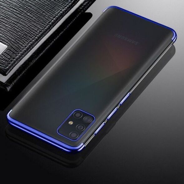 Hurtel Clear Color case żelowy pokrowiec etui z metaliczną ramką Samsung Galaxy A41 niebieski