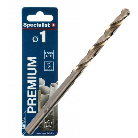 SPECIALIST+ μεταλλικό τρυπάνι PREMIUM, 1 mm, 3 τεμ.