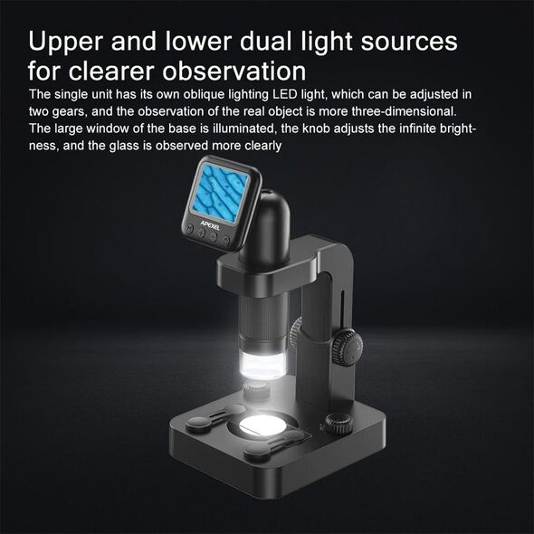 ψηφιακό μικροσκόπιο Apexel με οθόνη LED 2MP RGB 20-100x