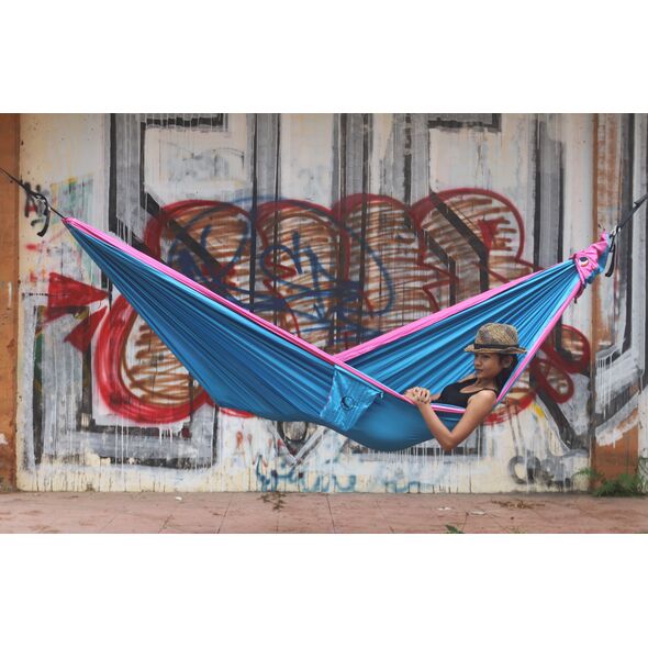 Ticket To The Moon Hamak dwuosobowy Original Hammock Aqua/Pink 320x200cm (TMO1521)
