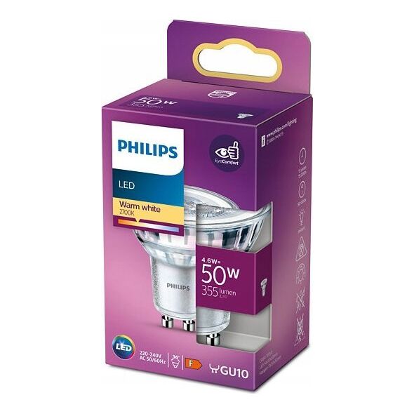 Signify Philips LED classic Lampe 50W GU10 Warmweiß 355lm Silber 6er P