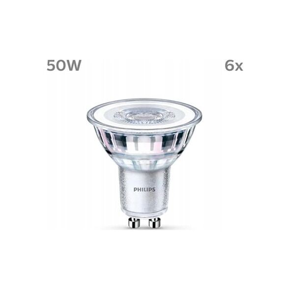 Signify Philips LED classic Lampe 50W GU10 Warmweiß 355lm Silber 6er P