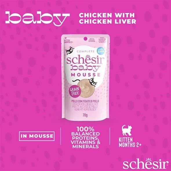 Schesir Baby Mus Karma dla Kociąt Kurczak Wątróbka 70g