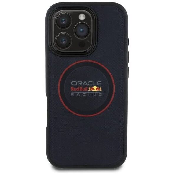 Red Bull RBHMP16L24PUILVR iPhone 16 Pro  6.3" hardcase granatowy/navy Leather Red Ring MagSafe