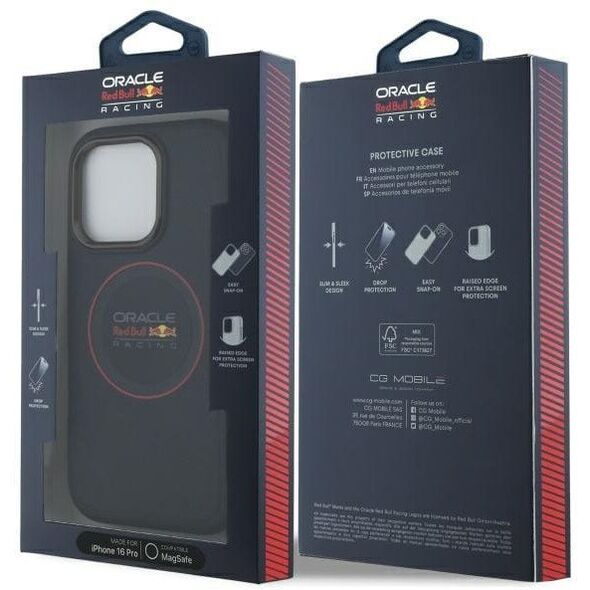 Red Bull RBHMP16L24PUILVR iPhone 16 Pro  6.3" hardcase granatowy/navy Leather Red Ring MagSafe
