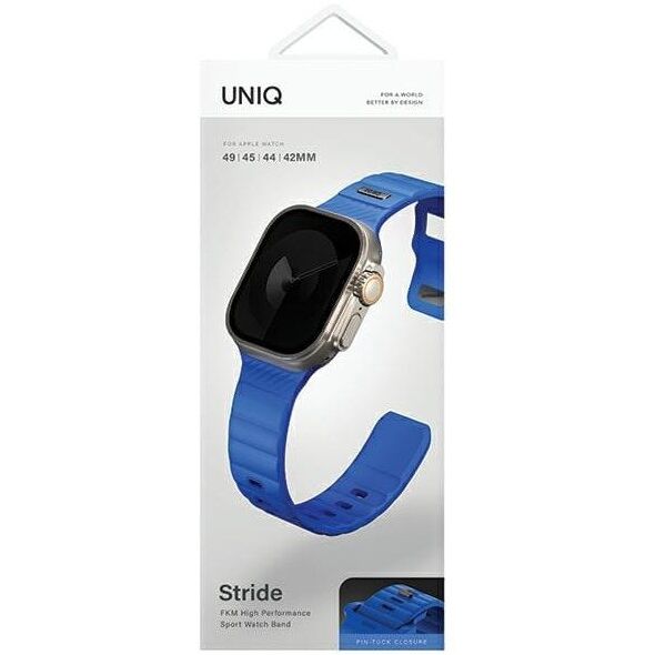 UNIQ pasek Stride Apple Watch Series1/2/3/4/5/6/7/8/9/SE/SE2/Ultra/Ultra 2 42/44/45/49mm FKM Rubber Strap niebieski/cobalt blue