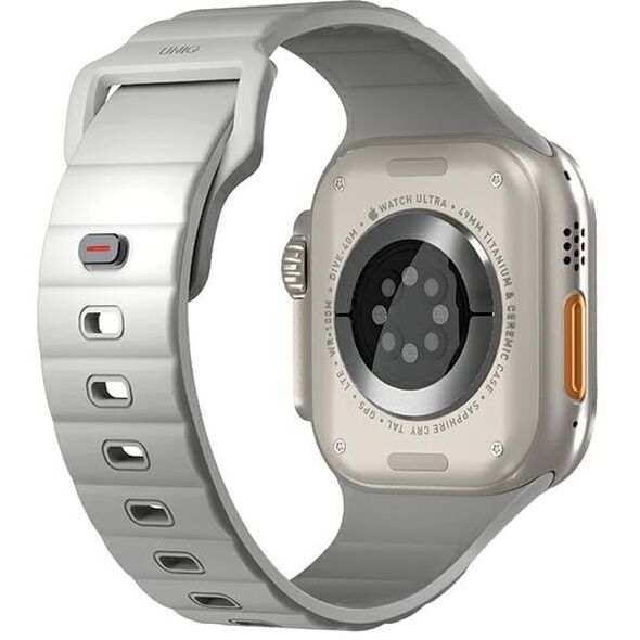 UNIQ pasek Stride Apple Watch Series1/2/3/4/5/6/7/8/9/SE/SE2/Ultra/Ultra 2 42/44/45/49mm FKM Rubber Strap szary/chalk grey