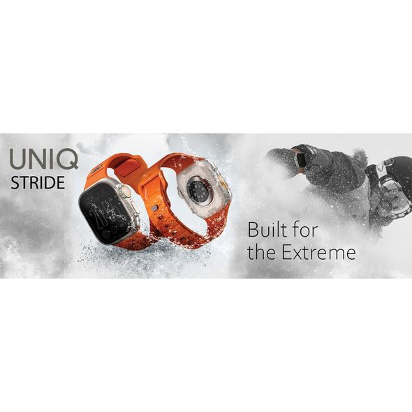 UNIQ pasek Stride Apple Watch Series1/2/3/4/5/6/7/8/9/SE/SE2/Ultra/Ultra 2 42/44/45/49mm FKM Rubber Strap pomarańczowy/volt orange