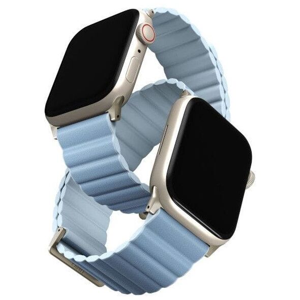 UNIQ pasek Revix Premium Apple WatchSeries 1/2/3/4/5/6/7/8/9/SE/SE2 38/40/41mm Edition Reversible Magnetic Leather biało-niebieski/arctic-soft blue