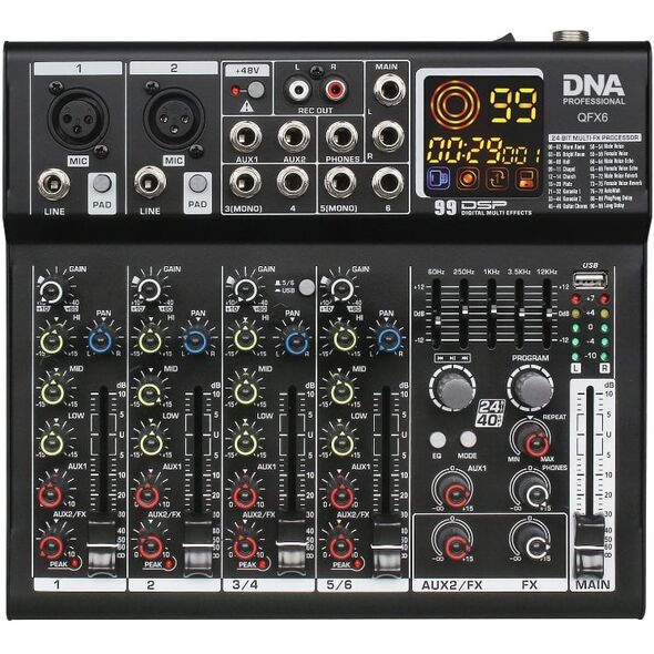 DNA QFX6 αναλογική μίξερ ήχου 6 καναλιών Bluetooth