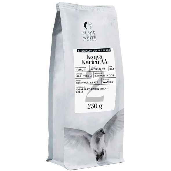 Specialty coffee beans Black Crow White Pigeon Kenya Kariru AA, 250 g