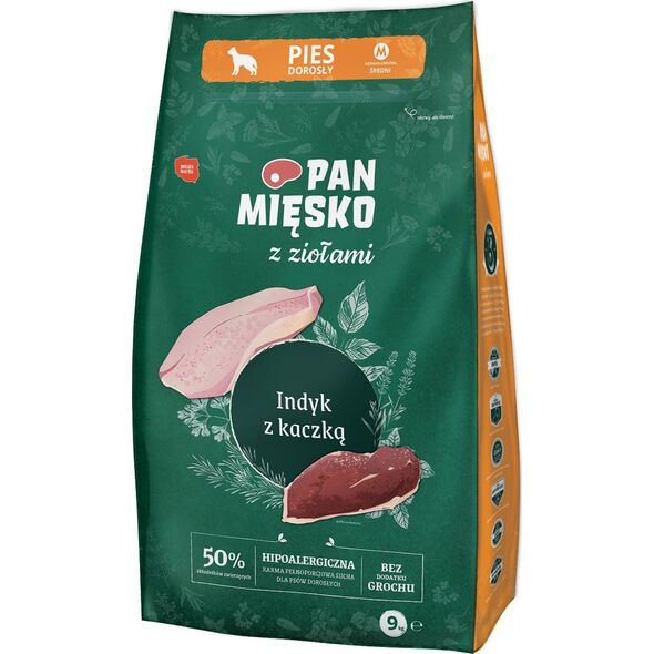 Pan Mięsko Z Ziołami Indyk z kaczką (dorosły) chrupki M 9kg
