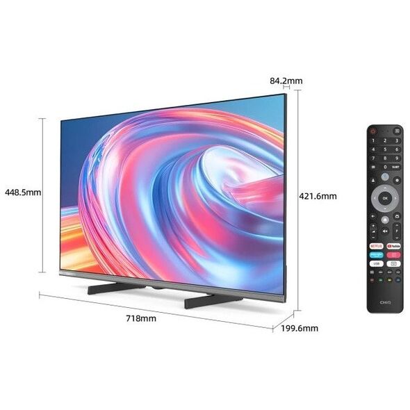 Τηλεόραση CHiQ L32FM9E 32", FHD, LED, μεταλλική χωρίς πλαίσιο, Smart, Google TV, HDR, Chromecast