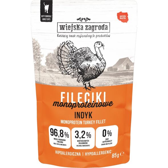 Karma mokra dla kota Fileciki Indyk (dorosły) 85g