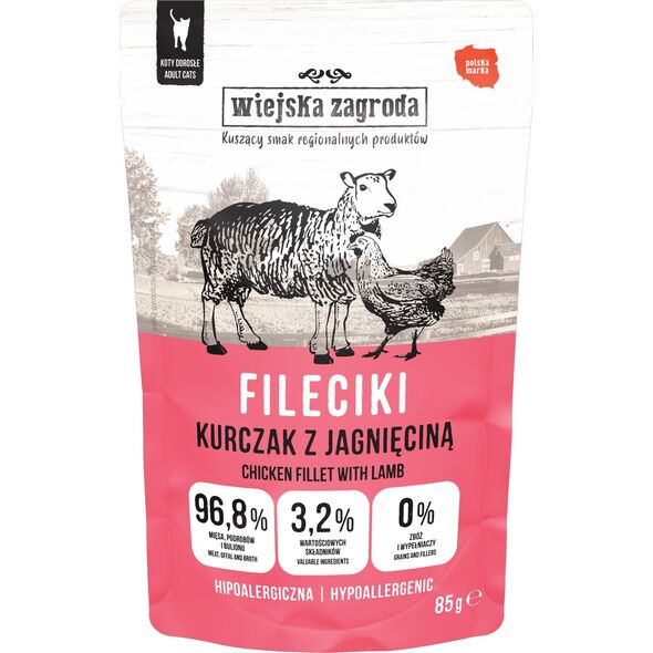 Karma mokra dla kota Fileciki Kurczak z jagnięciną (dorosły) 85g