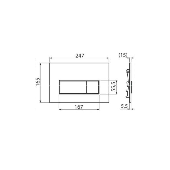 Κουμπί έκπλυσης M570-GAM-01/ JELLOW / RECTANGLE WH / ΚΟΥΜΠΙ WC ΟΡΘΟΓΩΝΙΟ ΛΕΥΚΟ ΓΥΑΛΙΣΤΕΡΟ /