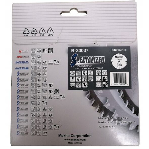 Makita MAKITA CIRCULAR SAW 165x20x16z SPECIALIZED WOOD (WITH NAILS AND KNOTS)
