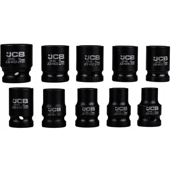 JCB ΣΕΤ ΚΡΟΥΣΤΙΚΩΝ ΚΑΡΥΔΙΩΝ 10τεμ. 1/2" 6-ΓΩΝΟ. (10-24mm)