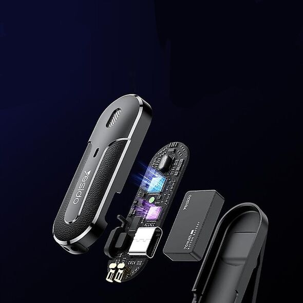 yesido KR16 MEMS Μικρόφωνο 2τμχ. με Κλιπ Lightning, Ασύρματο 2.4GHz, ΜΑΥΡΟ