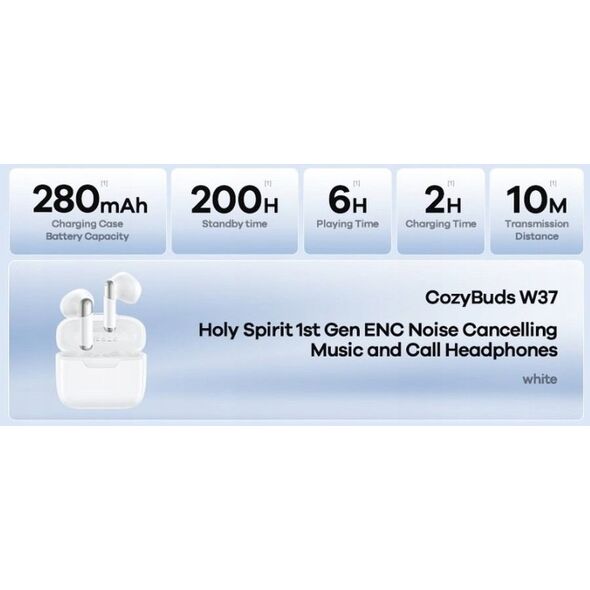 Ακουστικά Bluetooth REMAX TWS W37 WHITE ENC BT 5.4