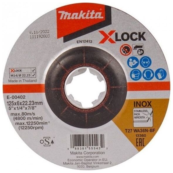 Makita TARCZA SZLIFIERSKA DO METALU 125*6*22MM X-LOCK WA36N