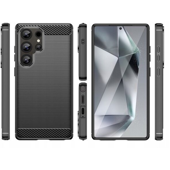Θήκη σιλικόνης Carbon Case για Samsung Galaxy S25 Ultra - μαύρη