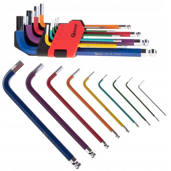 Έγχρωμα κλειδιά Allen 1,5-10mm 9τεμ. CrV (6/48)