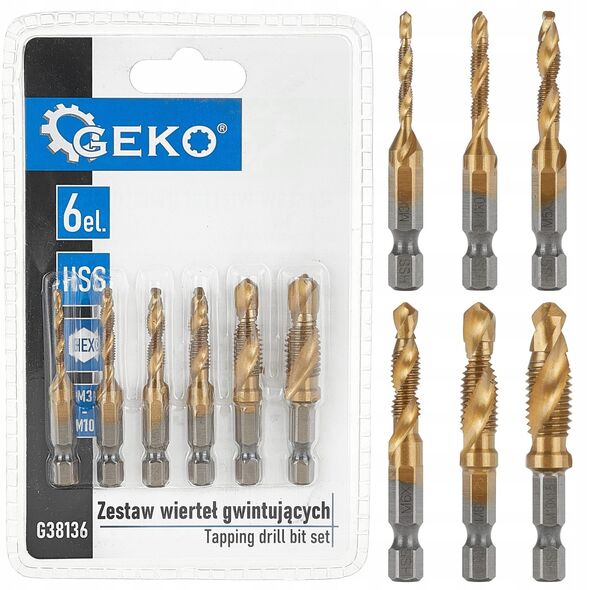 Σετ τρυπανιών κοπής σπειρωμάτων HSS M3-M10 6τμχ. HEX (20/100)