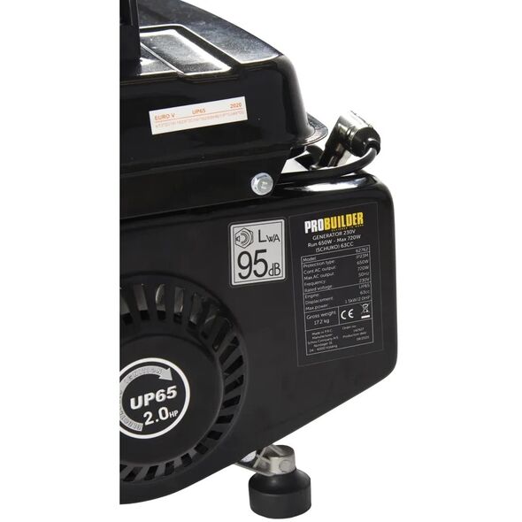 Γεννήτρια βενζίνης PROBUILDER 62762, μέγιστη ισχύς 720 W, ονομαστική ισχύς 650 W, χωρητικότητα καυσίμου 4.2 l,