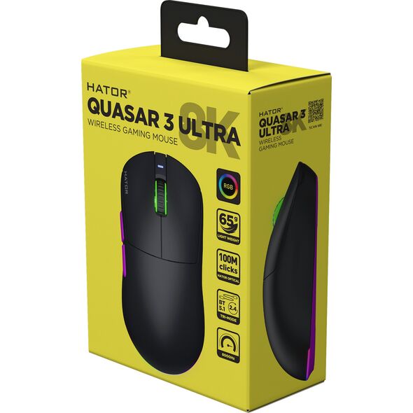 Mysz HATOR  Quasar 3 ULTRA 8K ,bezprzewodowa  HTM770, czarna