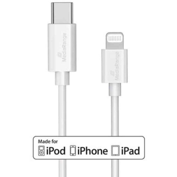 Καλώδιο MediaRange MRCS215 USB USB 2.0 1 m USB C USB C/Lightning Λευκό