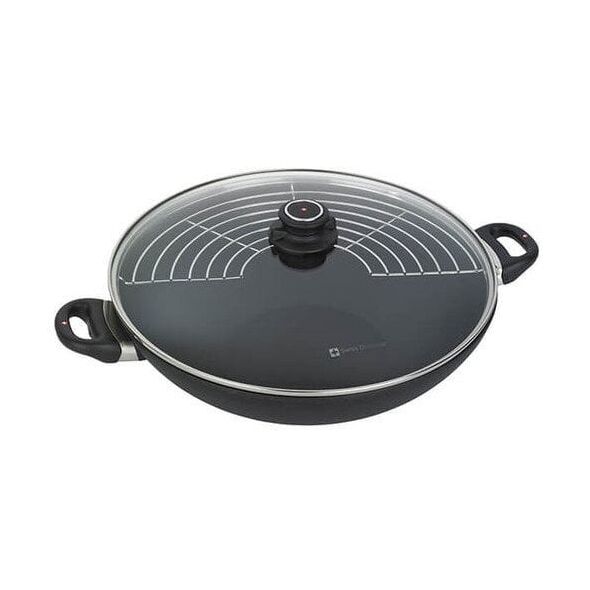 Σκεύος wok Swiss Diamond 36 cm με καπάκι και σχάρα, επαγωγή Μαύρο