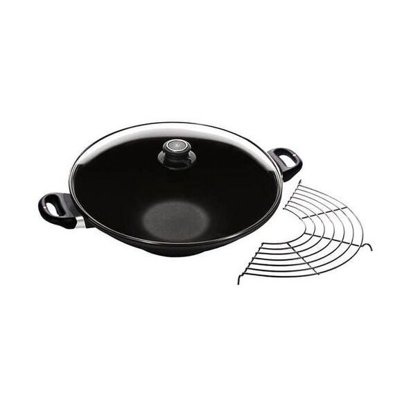 Σκεύος wok Swiss Diamond 36 cm με καπάκι και σχάρα, επαγωγή Μαύρο