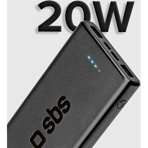 Τράπεζα ισχύος SBS TTBB10000FASTPD2 10000 mAh Μαύρο