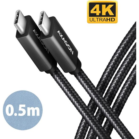Καλώδιο AXAGON BUCM32-CM05AB, SPEED+ USB-C σε USB-C, 0.5m, USB 20Gbps, PD 100W 5A, 4K HD, ALU, πλέξη, μαύρο