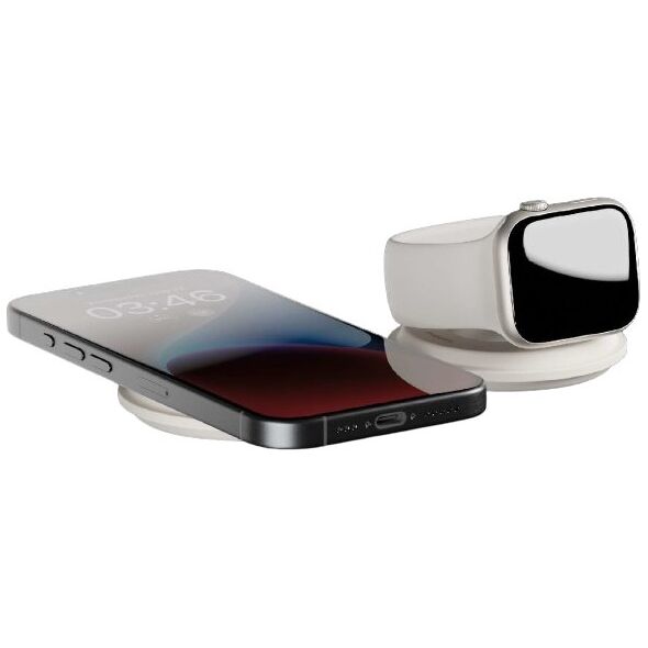 Native Union Voyage 2-in-1 Qi2 Wireless Charger - ασύρματος φορτιστής ταξιδιού Qi2 15W για δύο συσκευές συμβατός με MagSafe (sandstone)