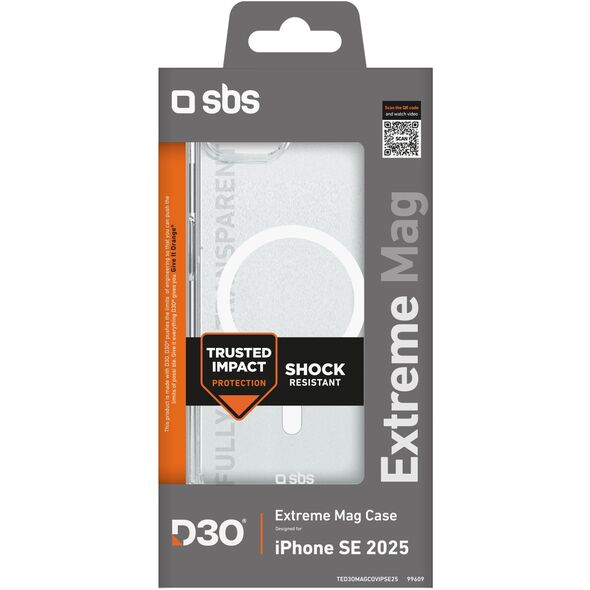 Θήκη SBS Extreme Mag D3O MagSafe για iPhone 16e - διαφανής