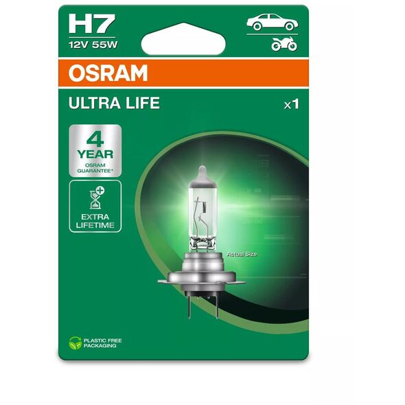 Λαμπτήρες αυτοκινήτου OSRAM Ultra Life, H7, PX26d, 55 W, 2 τεμ.