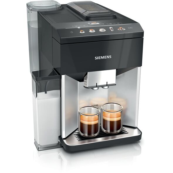 Μηχανή εσπρέσο Siemens EQ.500 TQ513D01, 1.9 L, Κόκκοι καφέ, Ενσωματωμένος μύλος, 1500 W, Μαύρο, Ασημί