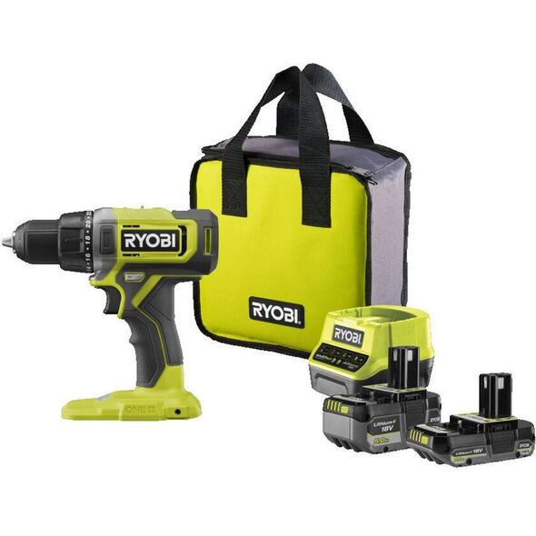 Επαναφορτιζόμενο δραπανοκατσάβιδο RYOBI ONE+ RDD18-2C42S, 18 V, 2.0+4.0 Ah Li-ion, 52 Nm