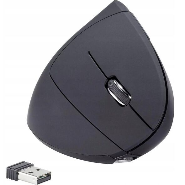 Renkforce RF-WM-322, Δεξιόχειρας, Κάθετος σχεδιασμός, Οπτικό, Ασύρματο RF, 1600 DPI, Μαύρο