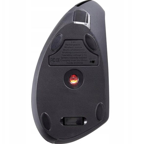 Renkforce RF-WM-322, Δεξιόχειρας, Κάθετος σχεδιασμός, Οπτικό, Ασύρματο RF, 1600 DPI, Μαύρο