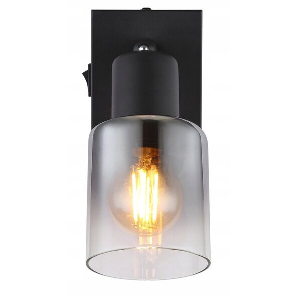 Προβολέας GLOBO HUBERTUS, 1xE14, 40W, 230V, με διακόπτη, ματ μαύρο φινίρισμα, 7x16x14cm