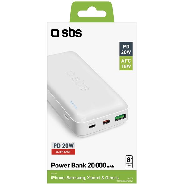 SBS TTBB20000PD20W φορητός φορτιστής 20000 mAh Λευκός